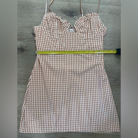 Urban Outfitters Orange Ruffle Gingham Strappy Mini Dress Size Medium - Picture 9 of 15